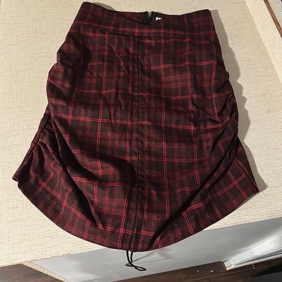 Red and Black Plaid Bag Drawstring Skirt - Picture 2 of 2